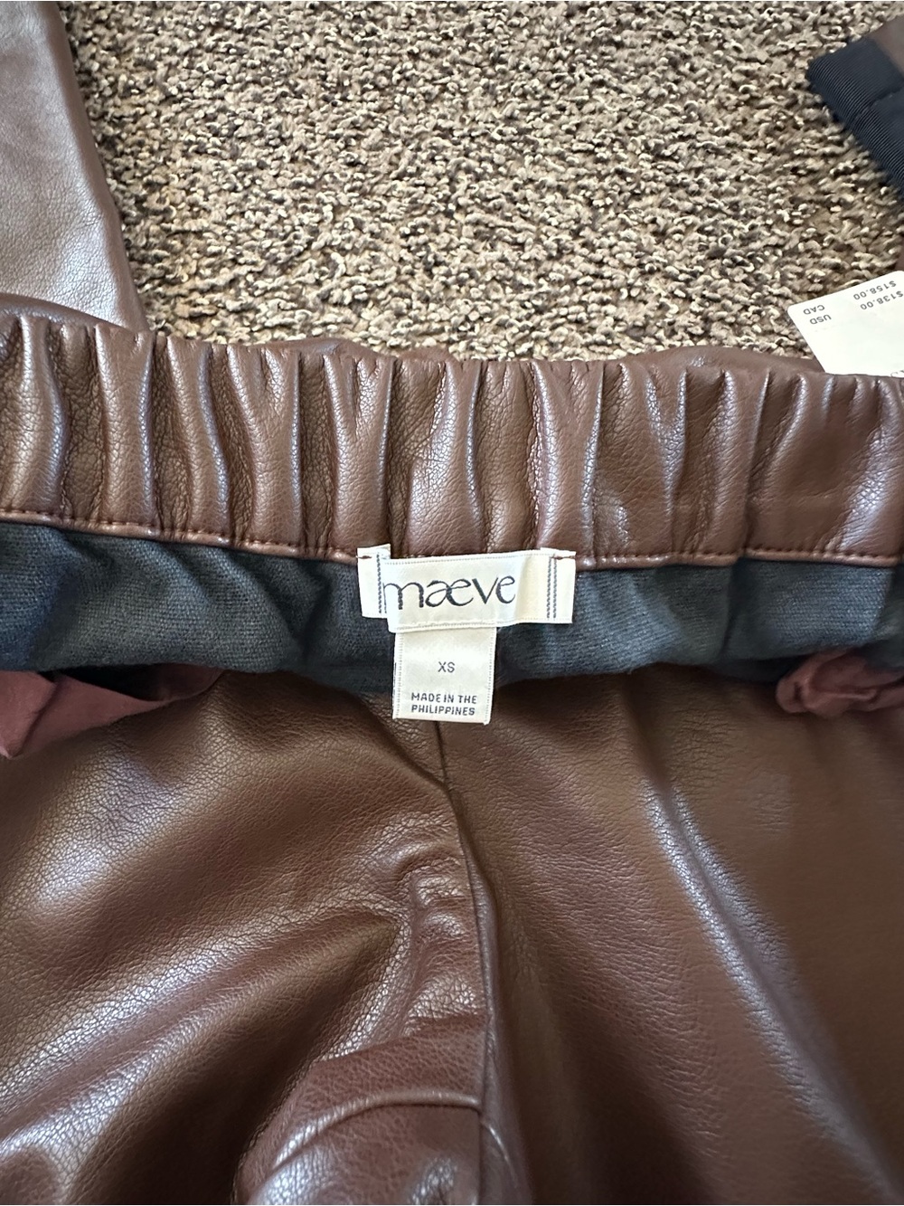 Maeve Brown Faux Leather Wide-Leg Pants with Black Side Stripe - Picture 8 of 10
